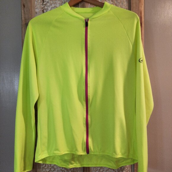 Performance Bicycle Men’s Cycling Jersey Neon Yellow Long Sleeve Size M (21x23.2 - Picture 1 of 10